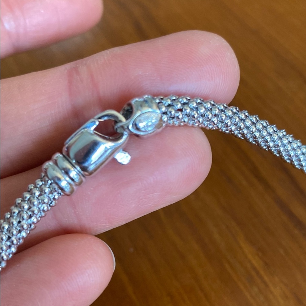Swiss Blue Topaz, Swiss White Topaz and White Italian Silver Pendant Necklace - Picture 6 of 7